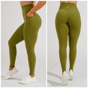 BuffBunny Rosa Olive Green High Rise Pocket Tight Leggings